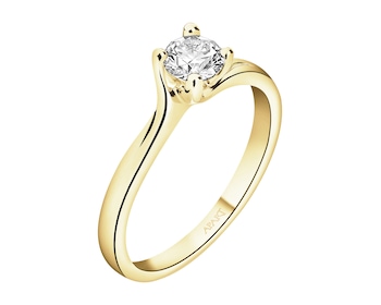 Pierścionek z żółtego złota z brylantem - 0,34 ct - próba 585