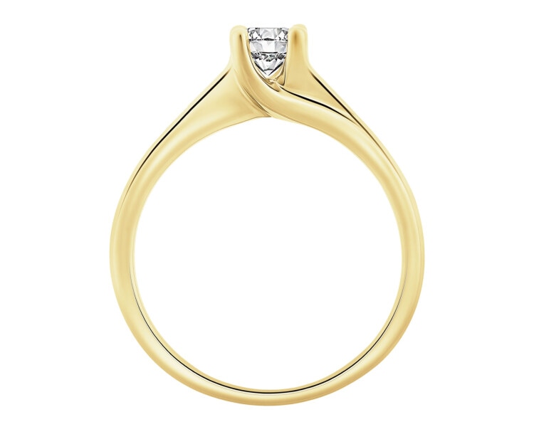 Pierścionek z żółtego złota z brylantem - 0,34 ct - próba 585