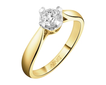 Pierścionek z żółtego złota brylantem  - serce - SI1/H - 0,44 ct - próba 585