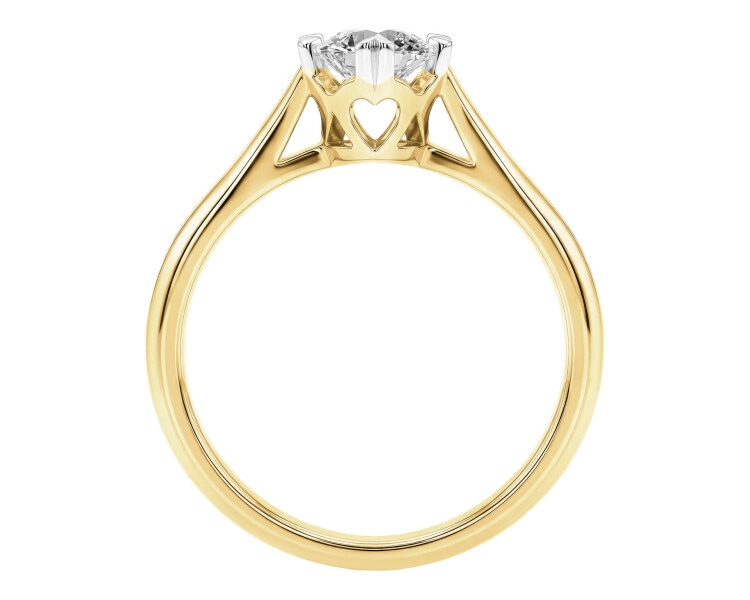 Pierścionek z żółtego złota brylantem  - serce - SI1/H - 0,44 ct - próba 585