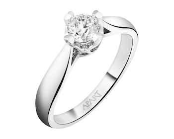 Pierścionek z białego złota brylantem  - serce - SI1/H - 0,45 ct - próba 585