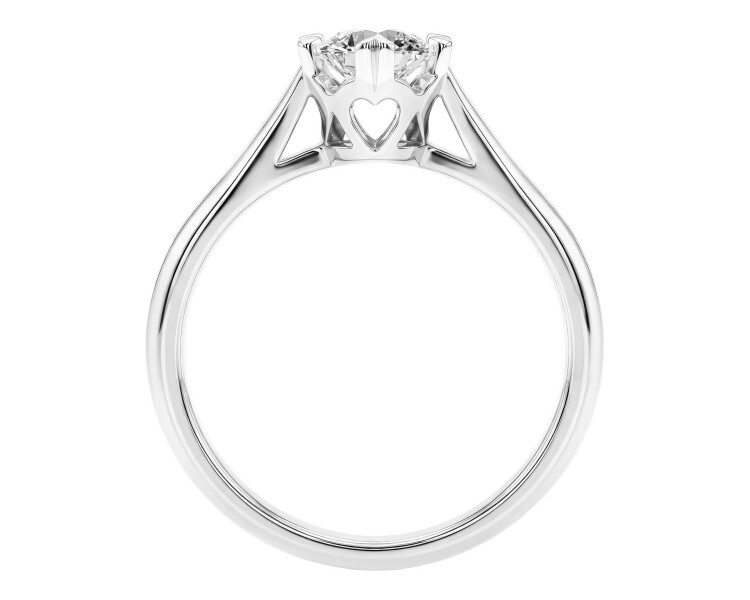 Pierścionek z białego złota brylantem  - serce - SI1/H - 0,45 ct - próba 585