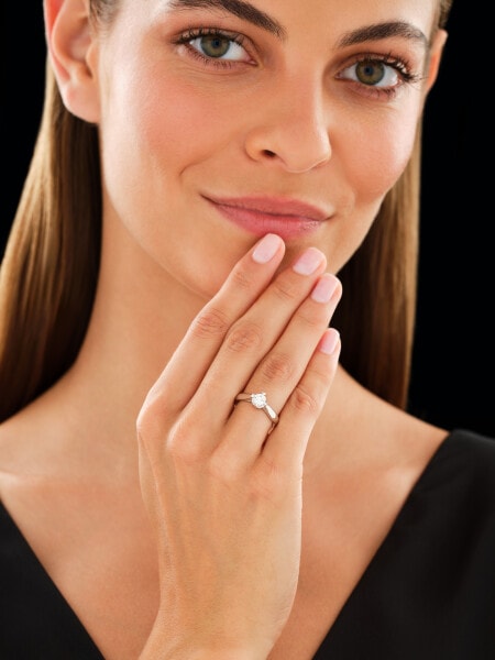 14 K Rhodium-Plated White Gold Ring with Diamond - 0,45 ct - fineness 14 K