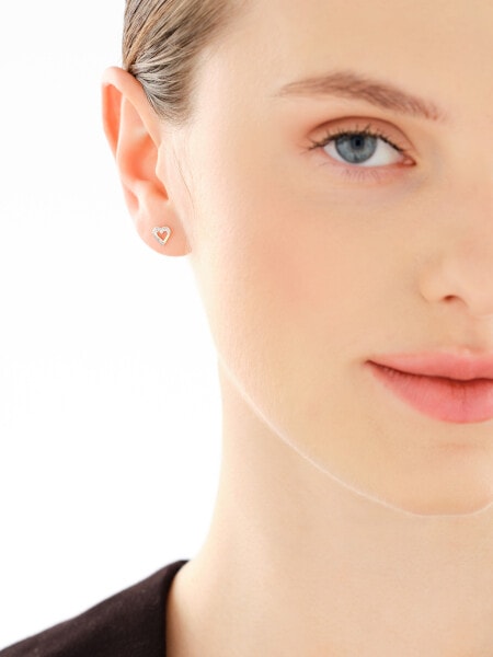 9 K Rhodium-Plated Yellow Gold Earrings with Diamonds - 0,01 ct - fineness 9 K