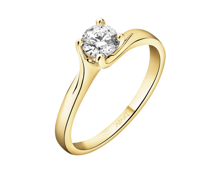 Pierścionek z żółtego złota z brylantem - SI1/H - 0,44 ct - próba 585