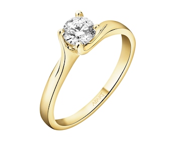 Pierścionek z żółtego złota z brylantem - SI2/H - 0,44 ct - próba 585