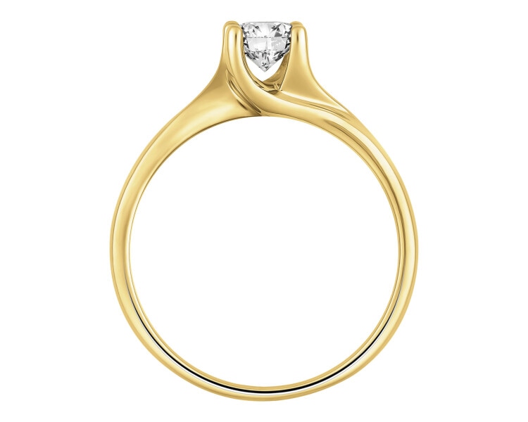 Pierścionek z żółtego złota z brylantem - SI2/H - 0,44 ct - próba 585