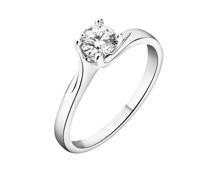 Pierścionek z białego złota z brylantem - SI2/H - 0,44 ct - próba 585