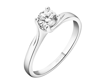 Pierścionek z białego złota z brylantem - SI2/H - 0,44 ct - próba 585