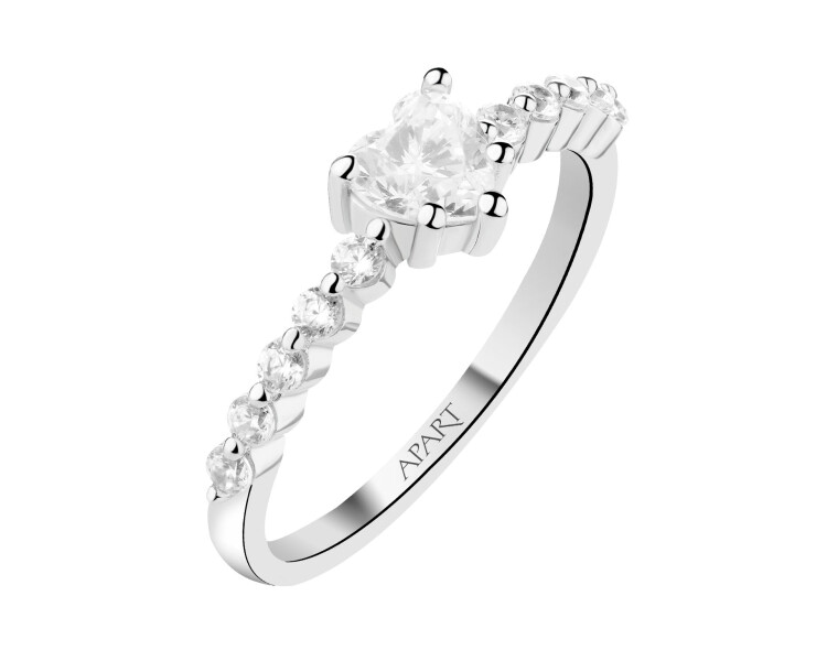 Pierścionek srebrny z cyrkoniami - serce