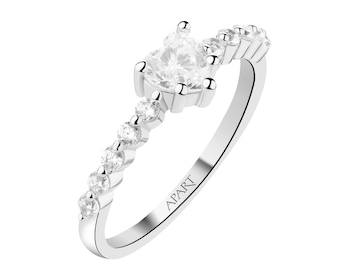 Pierścionek srebrny z cyrkoniami - serce