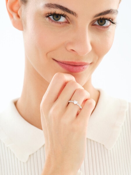 Pierścionek srebrny z cyrkoniami - serce