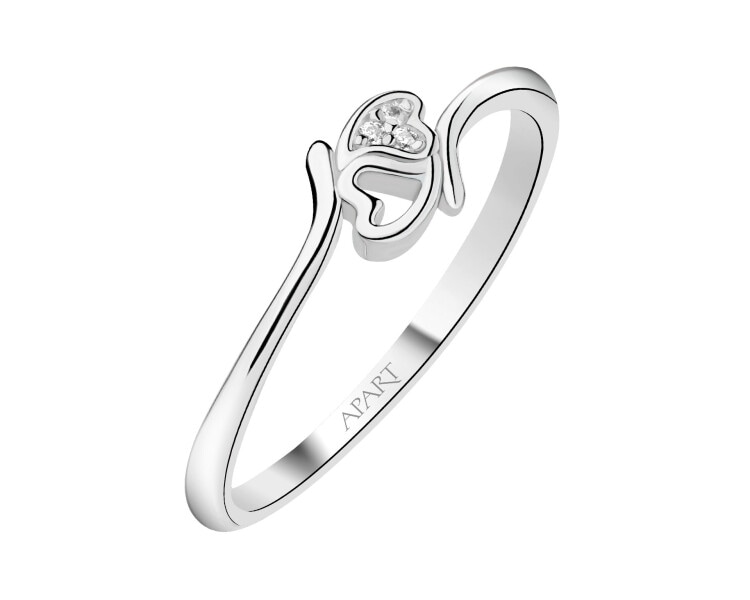 Pierścionek srebrny z cyrkoniami - serca