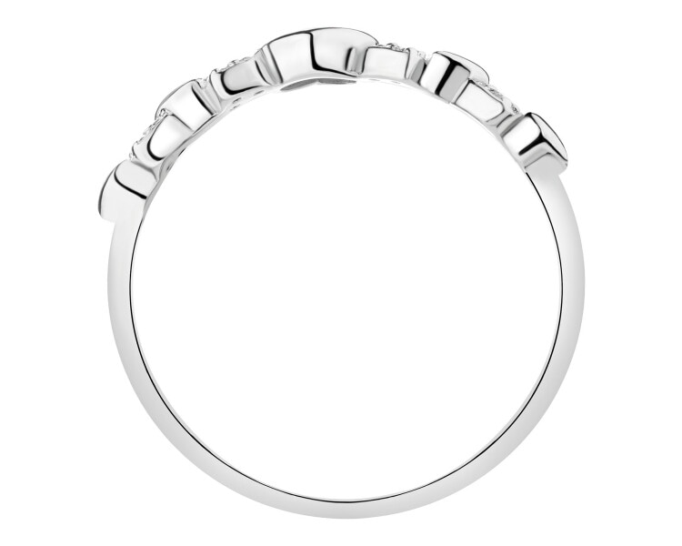 Pierścionek srebrny z cyrkoniami - serca