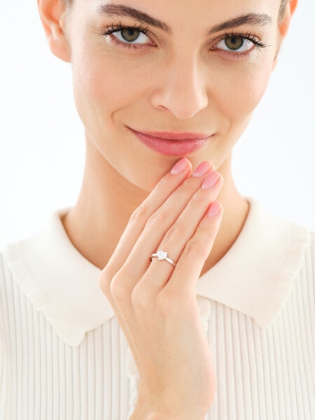 Pierścionek srebrny z cyrkonią - serce