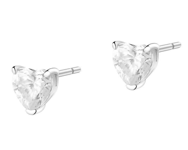 Kolczyki srebrne z cyrkoniami - serca