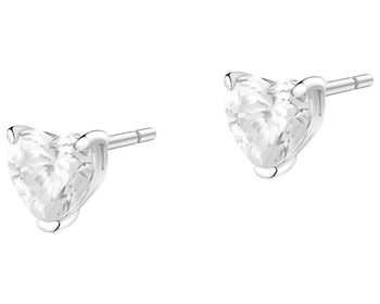 Kolczyki srebrne z cyrkoniami - serca