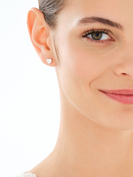 Kolczyki srebrne z cyrkoniami - serca