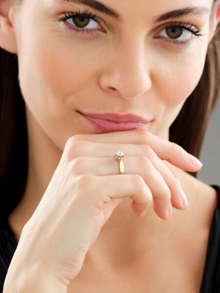 Pierścionek z żółtego i białego złota z brylantem - VVS2/G - 0,50 ct - próba 585