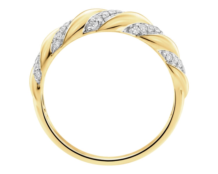 Pierścionek z żółtego złota z diamentami - 0,15 ct - próba 585