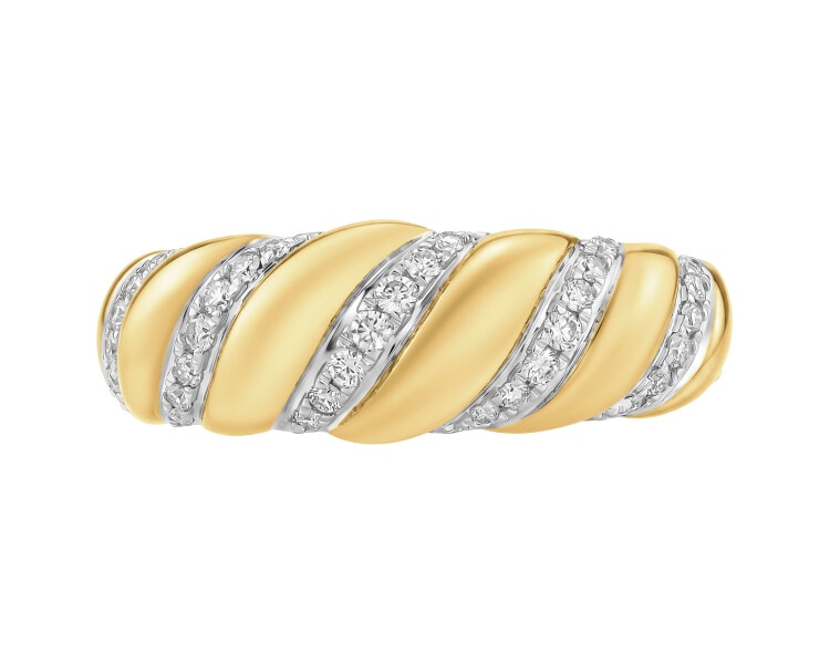Pierścionek z żółtego złota z diamentami - 0,15 ct - próba 585