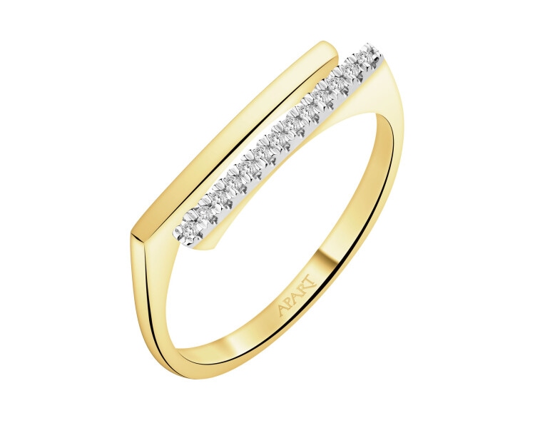 Pierścionek z żółtego złota z diamentami - 0,05 ct - próba 585