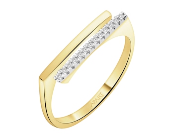 Pierścionek z żółtego złota z diamentami - 0,05 ct - próba 585