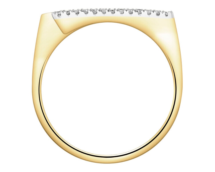 Pierścionek z żółtego złota z diamentami - 0,05 ct - próba 585