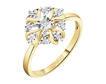 Pierścionek z żółtego i białego złota z diamentami - 0,05 ct - próba 585
