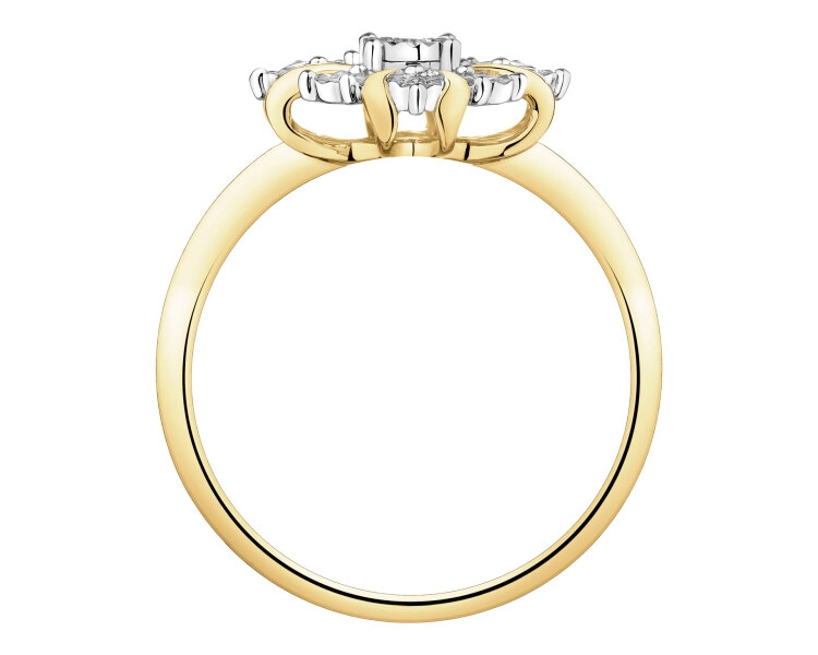 Pierścionek z żółtego i białego złota z diamentami - 0,05 ct - próba 585
