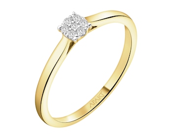 Pierścionek z żółtego złota z brylantami - 0,05 ct - próba 375