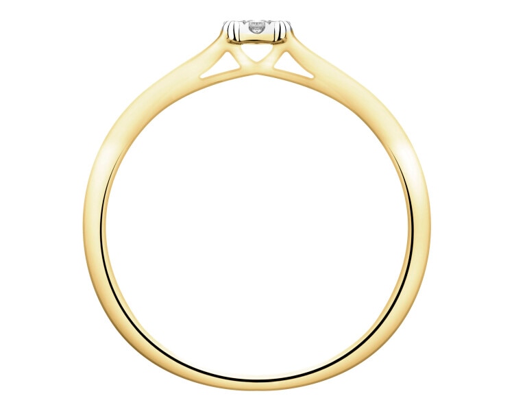 Pierścionek z żółtego złota z brylantami - 0,05 ct - próba 375