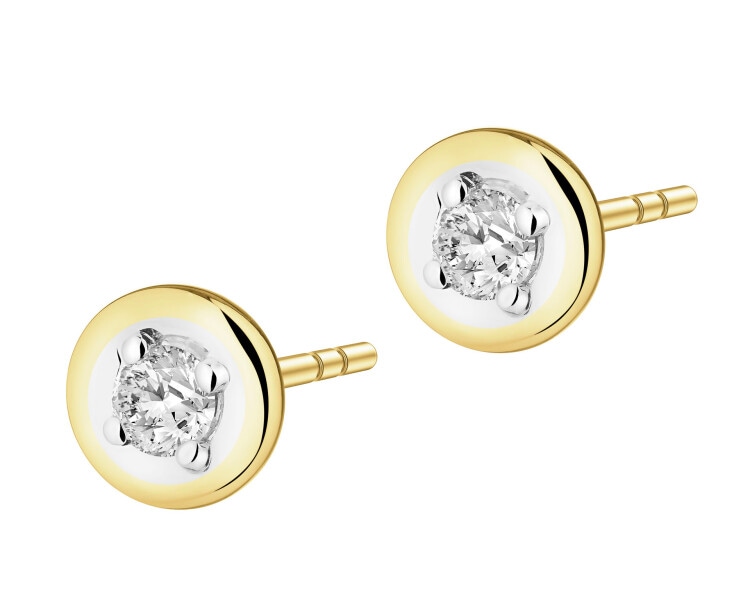 Kolczyki z żółtego złota z brylantami - 0,15 ct - próba 585