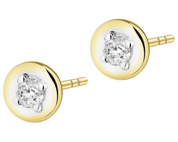 Kolczyki z żółtego złota z brylantami - 0,15 ct - próba 585