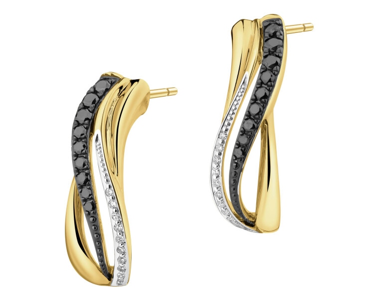 Kolczyki z żółtego złota z diamentami - 0,23 ct - próba 585