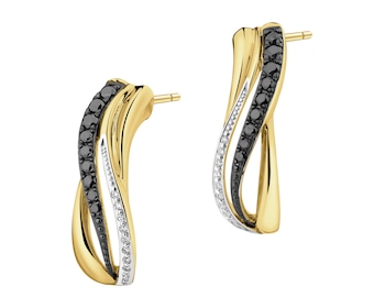 Kolczyki z żółtego złota z diamentami - 0,23 ct - próba 585