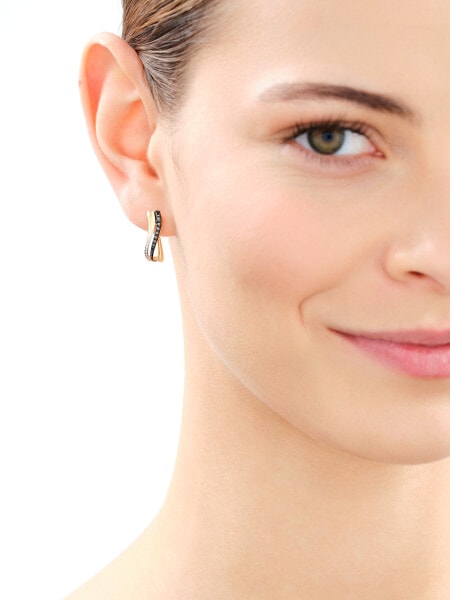 14 K Rhodium-Plated Yellow Gold Earrings  - 0,23 ct - fineness 14 K