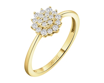 Pierścionek z żółtego złota z brylantami - 0,19 ct - próba 585