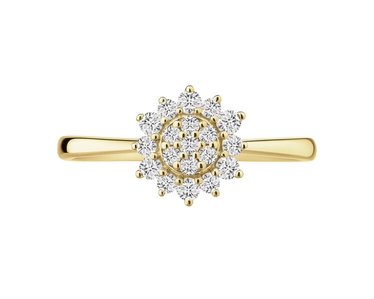 Pierścionek z żółtego złota z brylantami - 0,19 ct - próba 585