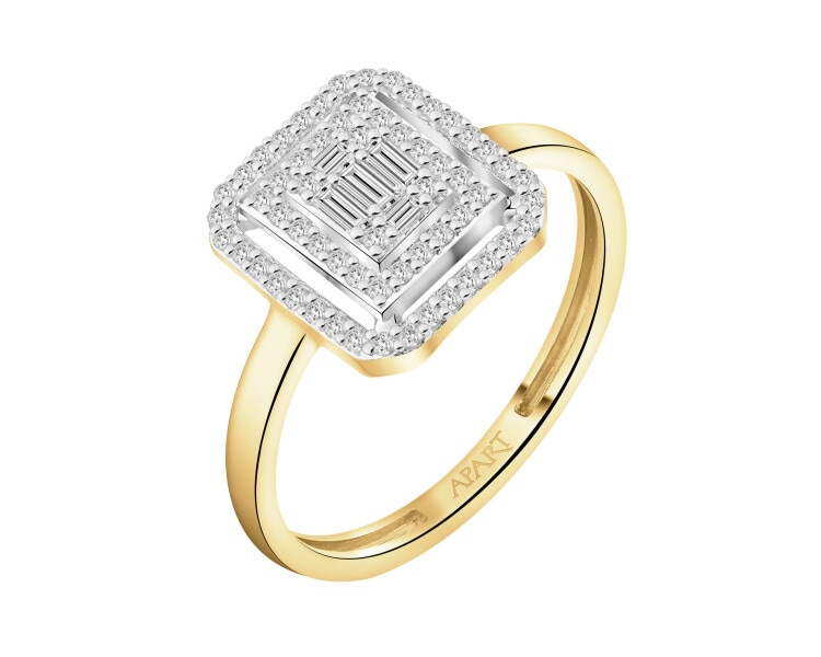 Pierścionek z żółtego złota diamentami - 0,21 ct - próba 585