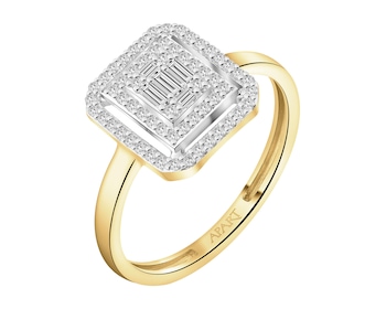 Pierścionek z żółtego złota diamentami - 0,21 ct - próba 585