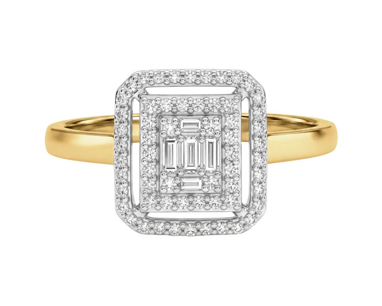 Pierścionek z żółtego złota diamentami - 0,21 ct - próba 585