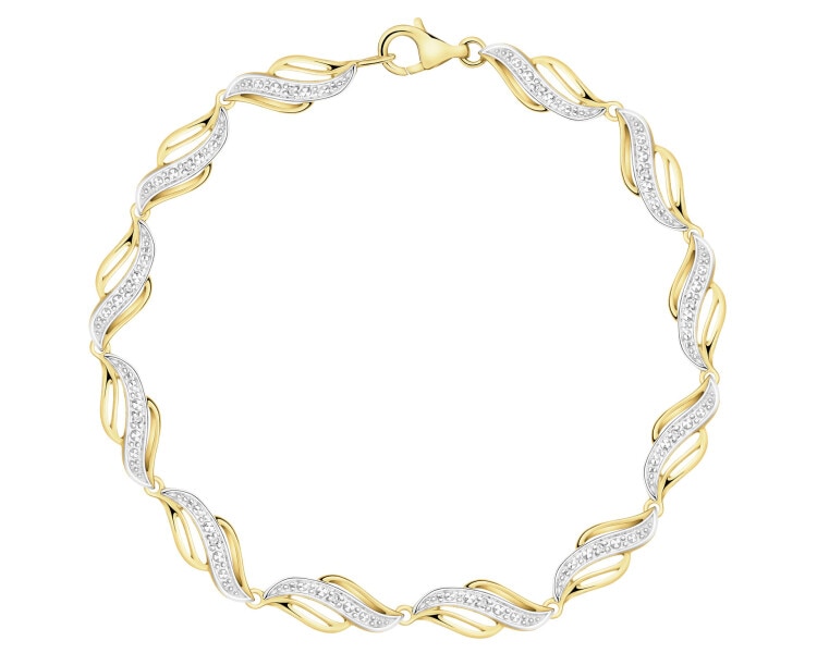 Bransoletka z żółtego złota z diamentami - 0,03 ct - próba 585