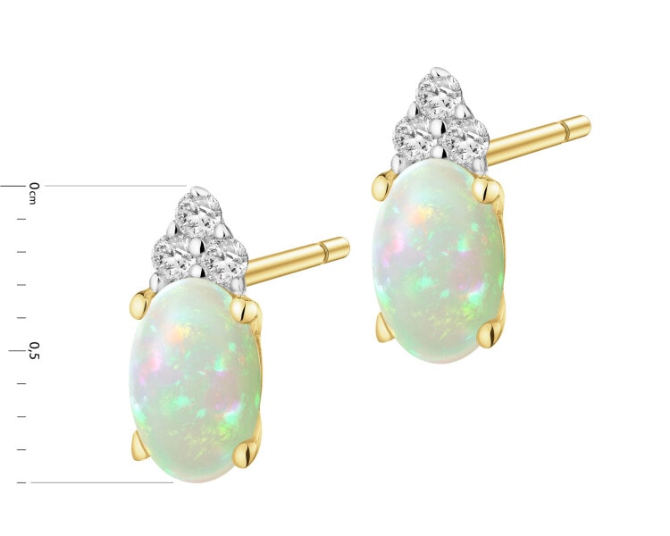 14 K Rhodium-Plated Yellow Gold Earrings  - fineness 14 K