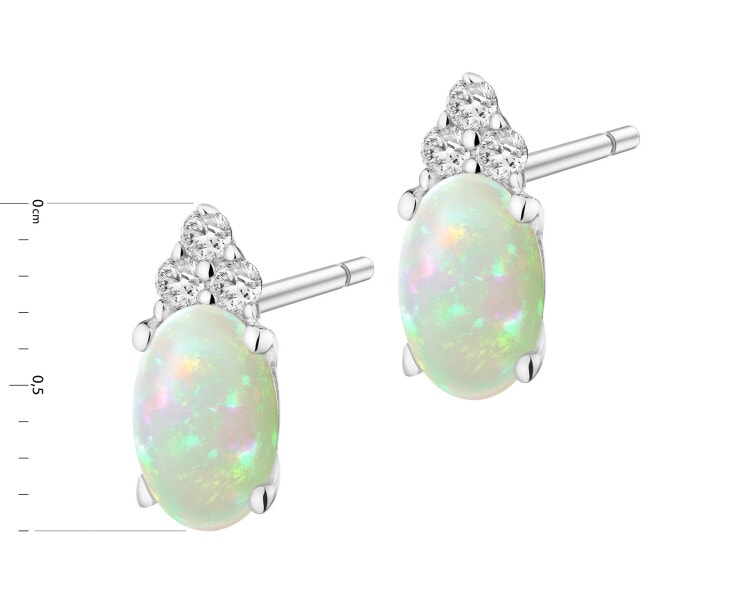 14 K Rhodium-Plated White Gold Earrings  - fineness 14 K