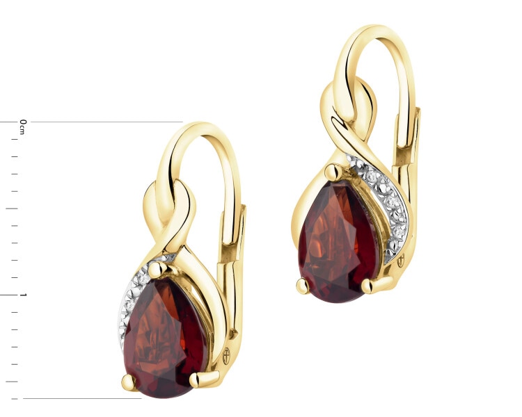 14 K Rhodium-Plated Yellow Gold Dangling Earring  - fineness 14 K