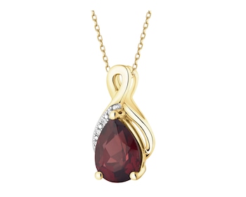 Zawieszka z żółtego złota z diamentami i granatami - próba 585