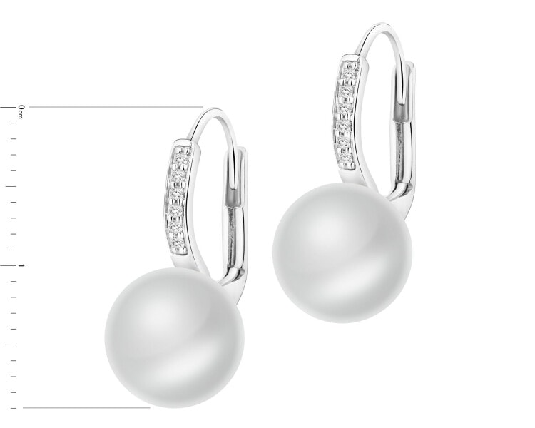 14 K Rhodium-Plated White Gold Dangling Earring  - fineness 14 K