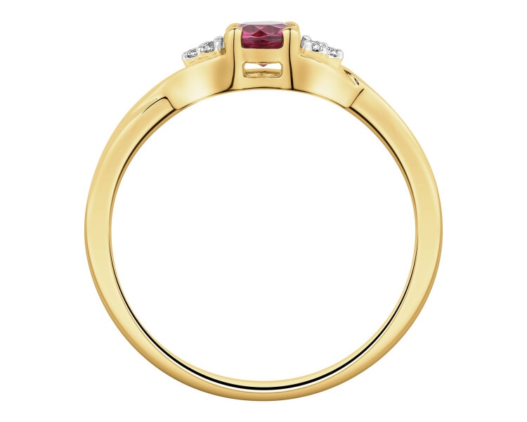 14 K Rhodium-Plated Yellow Gold Ring  - fineness 14 K