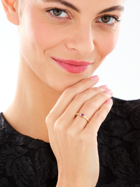 14 K Rhodium-Plated Yellow Gold Ring  - fineness 14 K